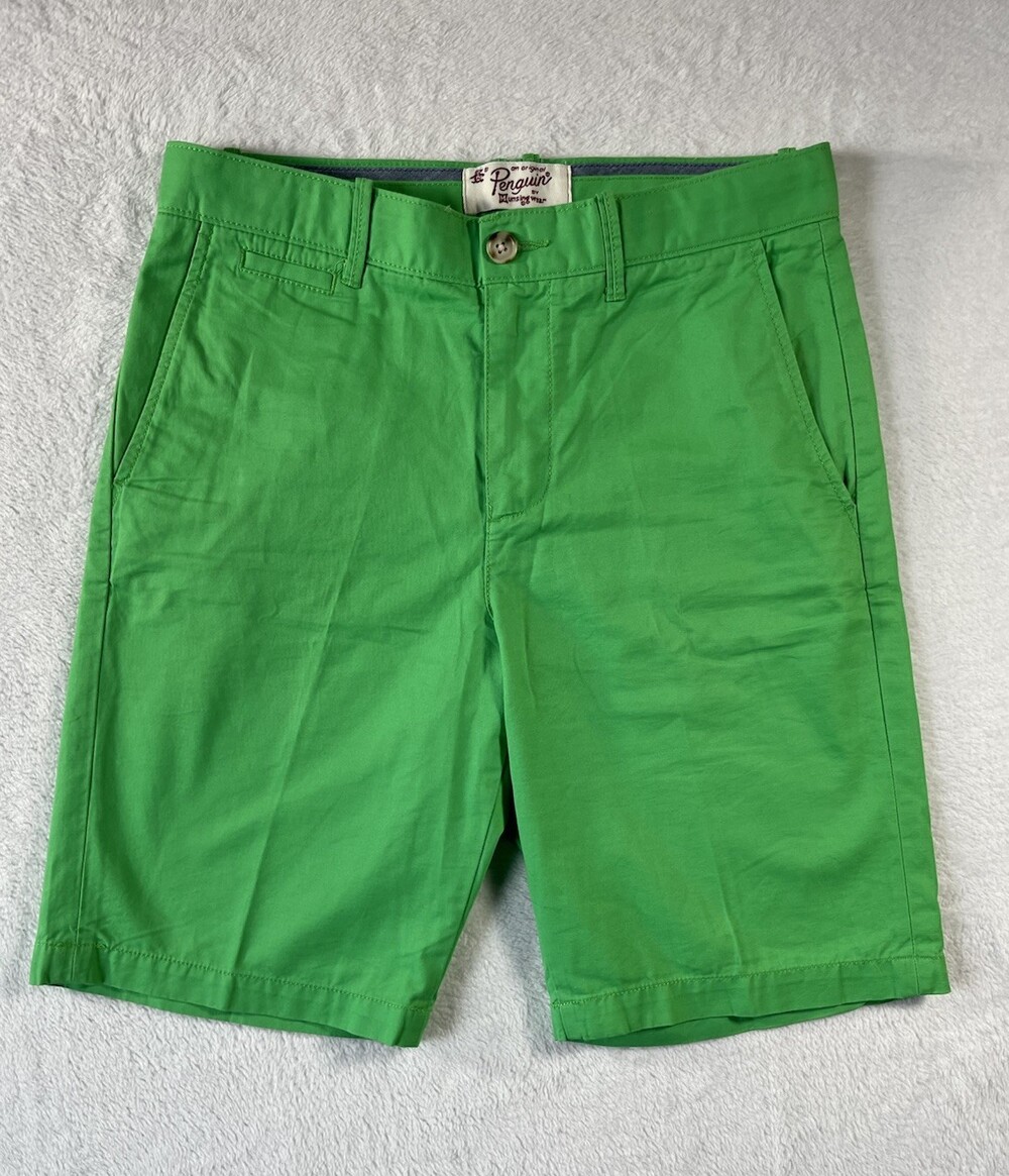 Original Penguin Munsingwear Men's Flat Front Chino Shorts Green Size 28 NWOT